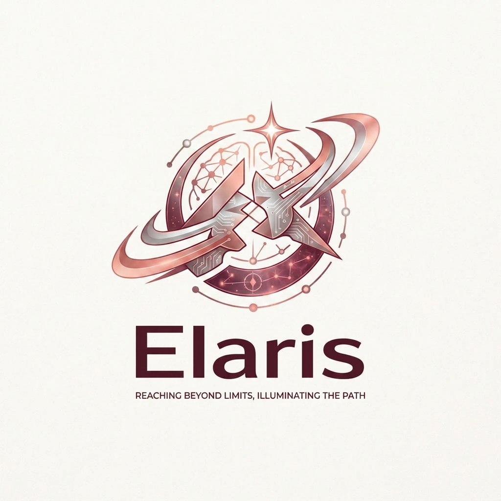 AI Design for Elaris hackathon team woh minds connetcings together to make a real world project "Elaris represents the idea of reaching beyond limits, just as stars illuminate the path forward. It symbolizes growth, innovation, and the pursuit of excellence." Broo so we have to design logo for that team. Something which will look good as a logo and will look innovate as well as aestheticn....somethings can be taken from reference pic jo phto h usme bsneeche jo innovation hub and hackthon team and all given h usse hta do bhaii aur yrr hum yeh human ki jagah kuch aur rkh skte h kya and bhaii background htana mean hackathon vibe hii rkhna ek baar