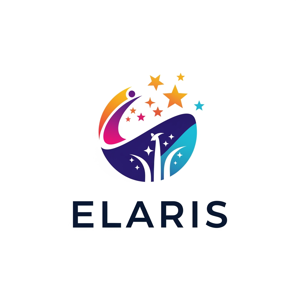 AI Design for Elaris hackathon team woh minds connetcings together to make a real world project "Elaris represents the idea of reaching beyond limits, just as stars illuminate the path forward. It symbolizes growth, innovation, and the pursuit of excellence." Broo so we have to design logo for that team. Something which will look good as a logo and will look innovate as well as aesthetic