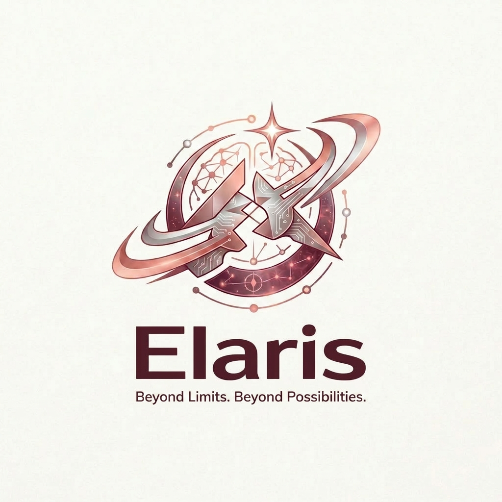 AI Design for 1. Make "Elaris" slightly bolder

The icon is strong but the text could be 5-10% bolder.  "Reaching Beyond Limits, Illuminating the Path"replace it with Beyond Limits. Beyond Possibilities with same font size