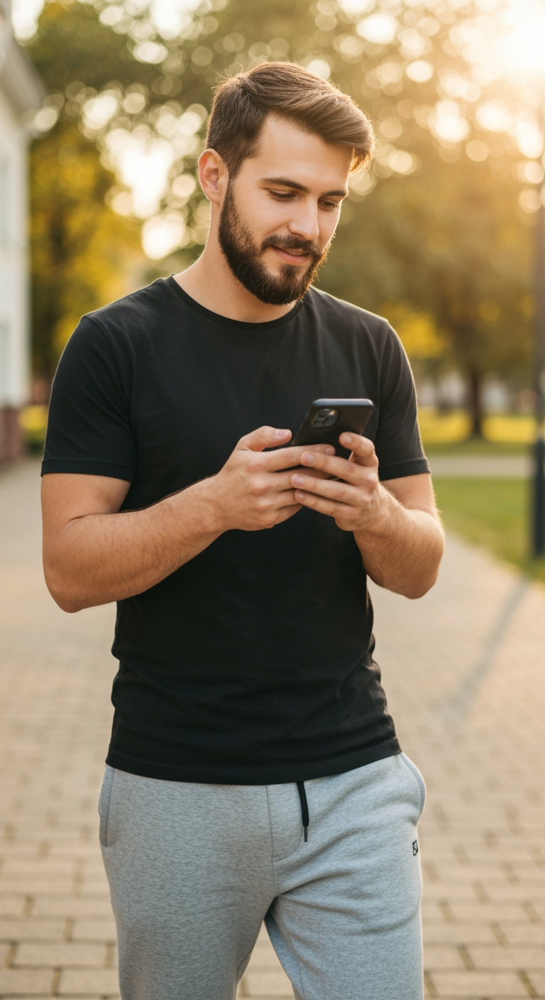AI Design for make a image one guy using phone