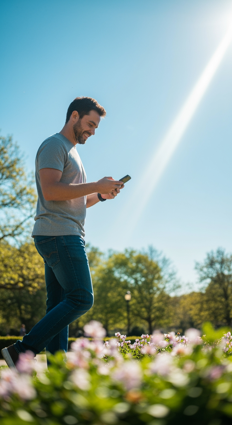 AI Design for make a image one guy using phone