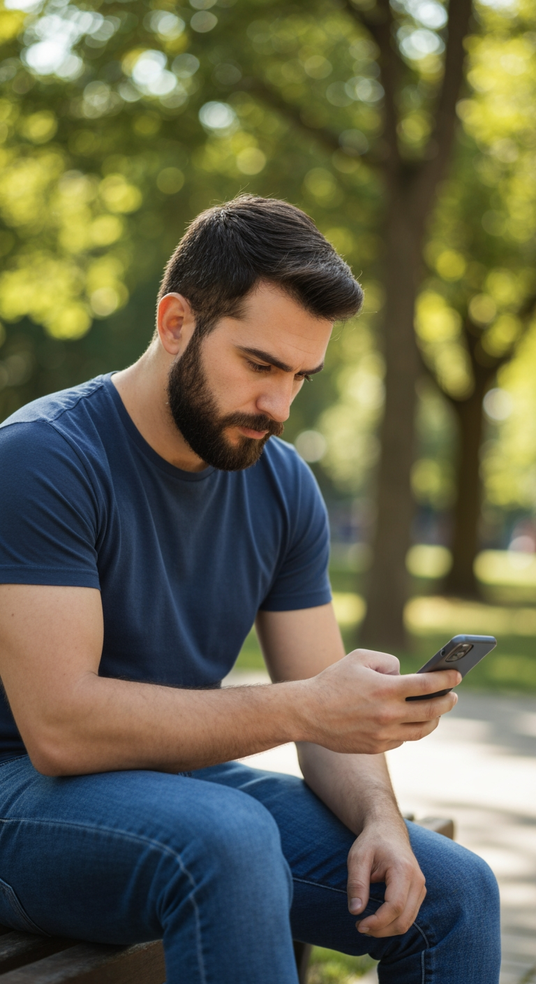AI Design for make a image one guy using phone