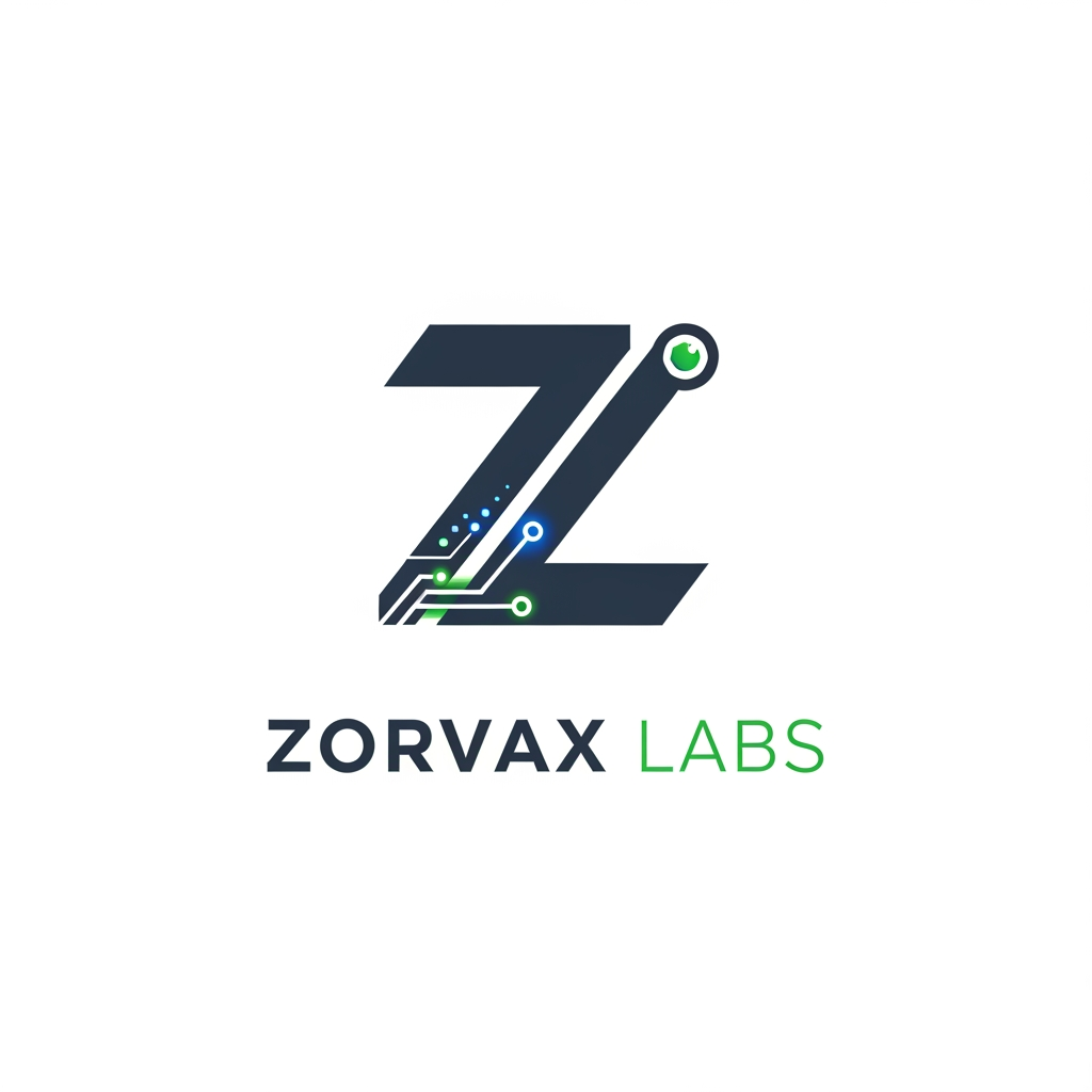 AI Design for Create logo for my company zorvax labs. A company which creates digital products for business 
it should be very simple not complicated