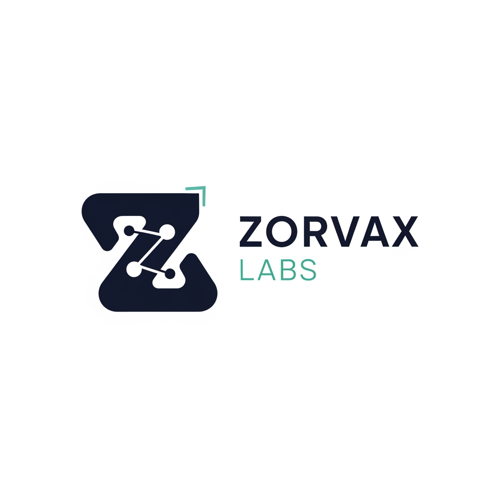 AI Design for more siDesign a world-class logo for "Zorvax Labs", a cutting-edge AI and software company. Create a minimalist, premium, highly memorable logo that could stand alongside Stripe, OpenAI, Notion, Linear, Anthropic, and Perplexity. Use a custom geometric "Z" symbol integrated with subtle AI, intelligence, connectivity, or automation elements. Avoid gears, robots, brains, circuit boards, stock AI icons, and clichéd tech imagery. Flat vector style, clean lines, perfect symmetry, scalable from favicon to billboard, strong negative space usage, modern sans-serif typography. Color palette: deep navy (#0A0F4D) with teal (#1FA3A3) accents. White background. Corporate, trustworthy, innovative, premium, future-focused. Behance and Dribbble award-winning quality.mple logo