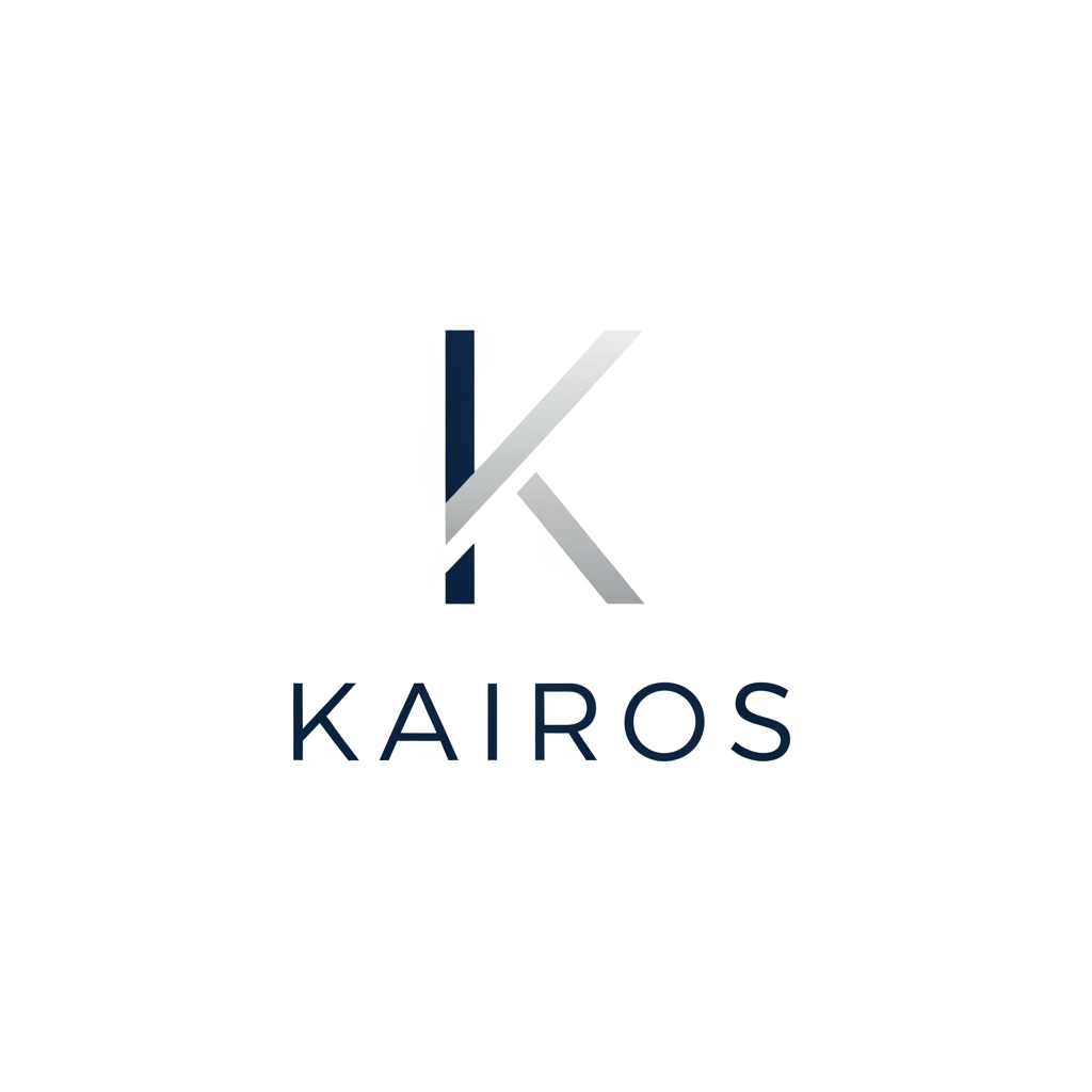 AI Design for Create a simple logo for the word Kairos with K being the primary face and word "KAIROS" written below it