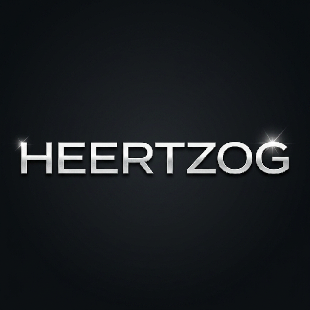 AI Design for can you make a great logo for the name HEERTZOG in a slim word style in white silver color