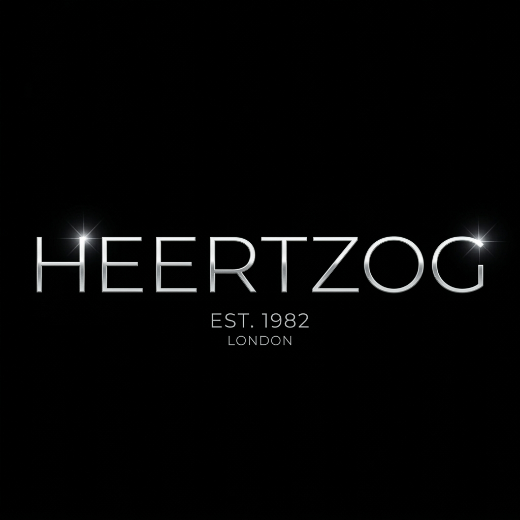AI Design for can you make a great logo for the name HEERTZOG in a slim word style in white silver color
