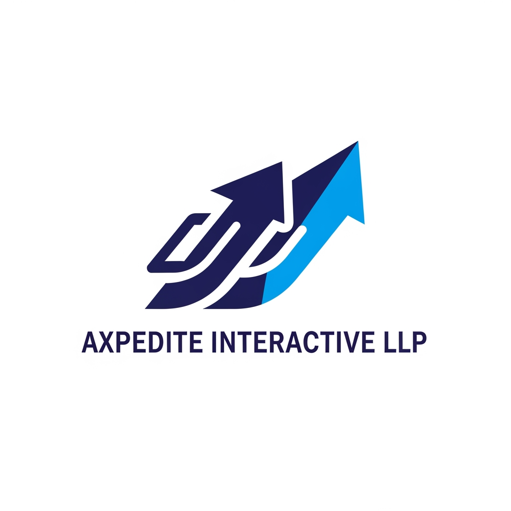 AI Design for I Want logo for my company [AXPEDITE INTERACTIVE LLP ] .  
        Design a minimalist, professional logo for "Axpedite Interactive," a digital technology company that builds websites, web applications, and digital solutions for businesses worldwide, helping them accelerate digital transformation. The logo should feature an abstract, geometric icon that conveys growth, innovation, progress, trust, and forward momentum. Use clean, confident vector lines with balanced negative space — avoid clutter, gradients, or overly complex detail. The icon should feel modern and tech-forward, suitable for a software and digital services brand. Use a sleek, professional color palette (such as deep navy paired with one accent color) that conveys reliability and innovation. The mark should work well at small sizes, like a favicon or app icon, and should look polished on a clean white background. Overall aesthetic: premium, corporate, scalable, and timeless — not playful or decorative. GIVE MORE IDEAS . GIVE MORE