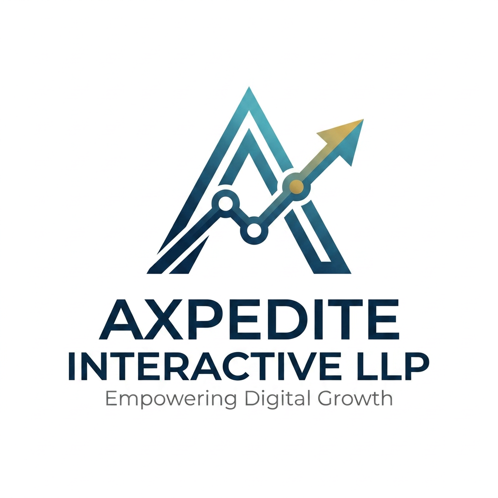 AI Design for I Want logo for my company [AXPEDITE INTERACTIVE LLP ] .  This is vision and mission of the company .       Vision Statement
To be a trusted global technology partner, empowering businesses with innovative, scalable, and user-centric web solutions that drive digital growth and success. Inspired by the goal of building beautiful, accessible, secure, and high-performing web experiences.
Mission Statement
Deliver high-quality websites, web applications, and digital solutions tailored to client needs.
Leverage modern technologies to create fast, secure, and scalable platforms.
Focus on exceptional user experience, performance, and accessibility.
Build long-term partnerships through transparency, reliability, and continuous support.
Help businesses accelerate digital transformation and achieve measurable results.
Short Version (Corporate Style) . this Is previous logo of Axpedite interactive llp . now redesign the logo . keep it modern , minimal, professional, it should absolutely align with vision and mission of the company.