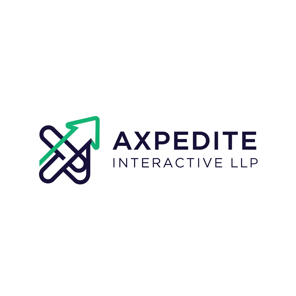 AI Design for I Want logo for my company [AXPEDITE INTERACTIVE LLP ] .  
        Design a minimalist, professional logo for "Axpedite Interactive," a digital technology company that builds websites, web applications, and digital solutions for businesses worldwide, helping them accelerate digital transformation. The logo should feature an abstract, geometric icon that conveys growth, innovation, progress, trust, and forward momentum. Use clean, confident vector lines with balanced negative space — avoid clutter, gradients, or overly complex detail. The icon should feel modern and tech-forward, suitable for a software and digital services brand. Use a sleek, professional color palette (such as deep navy paired with one accent color) that conveys reliability and innovation. The mark should work well at small sizes, like a favicon or app icon, and should look polished on a clean white background. Overall aesthetic: premium, corporate, scalable, and timeless — not playful or decorative. GIVE MORE IDEAS