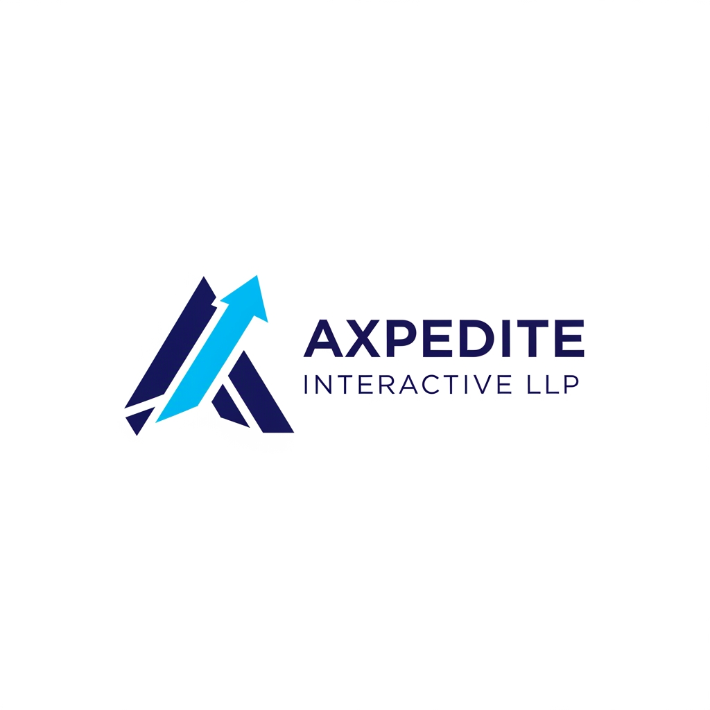 AI Design for I Want logo for my company [AXPEDITE INTERACTIVE LLP ] .  
        Design a minimalist, professional logo for "Axpedite Interactive," a digital technology company that builds websites, web applications, and digital solutions for businesses worldwide, helping them accelerate digital transformation. The logo should feature an abstract, geometric icon that conveys growth, innovation, progress, trust, and forward momentum. Use clean, confident vector lines with balanced negative space — avoid clutter, gradients, or overly complex detail. The icon should feel modern and tech-forward, suitable for a software and digital services brand. Use a sleek, professional color palette (such as deep navy paired with one accent color) that conveys reliability and innovation. The mark should work well at small sizes, like a favicon or app icon, and should look polished on a clean white background. Overall aesthetic: premium, corporate, scalable, and timeless — not playful or decorative. GIVE MORE IDEAS