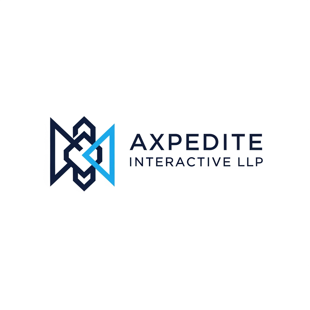 AI Design for I Want logo for my company [AXPEDITE INTERACTIVE LLP ] .  
        Design a minimalist, professional logo for "Axpedite Interactive," a digital technology company that builds websites, web applications, and digital solutions for businesses worldwide, helping them accelerate digital transformation. The logo should feature an abstract, geometric icon that conveys growth, innovation, progress, trust, and forward momentum. Use clean, confident vector lines with balanced negative space — avoid clutter, gradients, or overly complex detail. The icon should feel modern and tech-forward, suitable for a software and digital services brand. Use a sleek, professional color palette (such as deep navy paired with one accent color) that conveys reliability and innovation. The mark should work well at small sizes, like a favicon or app icon, and should look polished on a clean white background. Overall aesthetic: premium, corporate, scalable, and timeless — not playful or decorative.
