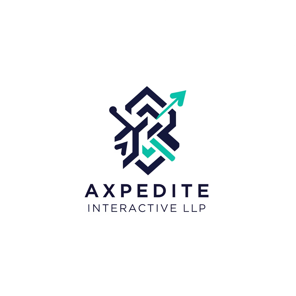 AI Design for I Want logo for my company [AXPEDITE INTERACTIVE LLP ] .  
        Design a minimalist, professional logo for "Axpedite Interactive," a digital technology company that builds websites, web applications, and digital solutions for businesses worldwide, helping them accelerate digital transformation. The logo should feature an abstract, geometric icon that conveys growth, innovation, progress, trust, and forward momentum. Use clean, confident vector lines with balanced negative space — avoid clutter, gradients, or overly complex detail. The icon should feel modern and tech-forward, suitable for a software and digital services brand. Use a sleek, professional color palette (such as deep navy paired with one accent color) that conveys reliability and innovation. The mark should work well at small sizes, like a favicon or app icon, and should look polished on a clean white background. Overall aesthetic: premium, corporate, scalable, and timeless — not playful or decorative. GIVE MORE IDEAS . GIVE MORE