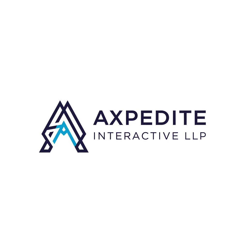 AI Design for I Want logo for my company [AXPEDITE INTERACTIVE LLP ] .  
        Design a minimalist, professional logo for "Axpedite Interactive," a digital technology company that builds websites, web applications, and digital solutions for businesses worldwide, helping them accelerate digital transformation. The logo should feature an abstract, geometric icon that conveys growth, innovation, progress, trust, and forward momentum. Use clean, confident vector lines with balanced negative space — avoid clutter, gradients, or overly complex detail. The icon should feel modern and tech-forward, suitable for a software and digital services brand. Use a sleek, professional color palette (such as deep navy paired with one accent color) that conveys reliability and innovation. The mark should work well at small sizes, like a favicon or app icon, and should look polished on a clean white background. Overall aesthetic: premium, corporate, scalable, and timeless — not playful or decorative.