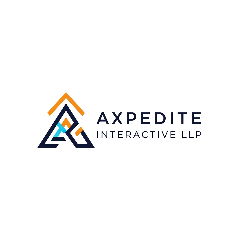 AI Design for I Want logo for my company [AXPEDITE INTERACTIVE LLP ] .  
        Design a minimalist, professional logo for "Axpedite Interactive," a digital technology company that builds websites, web applications, and digital solutions for businesses worldwide, helping them accelerate digital transformation. The logo should feature an abstract, geometric icon that conveys growth, innovation, progress, trust, and forward momentum. Use clean, confident vector lines with balanced negative space — avoid clutter, gradients, or overly complex detail. The icon should feel modern and tech-forward, suitable for a software and digital services brand. Use a sleek, professional color palette (such as deep navy paired with one accent color) that conveys reliability and innovation. The mark should work well at small sizes, like a favicon or app icon, and should look polished on a clean white background. Overall aesthetic: premium, corporate, scalable, and timeless — not playful or decorative. GIVE MORE IDEAS