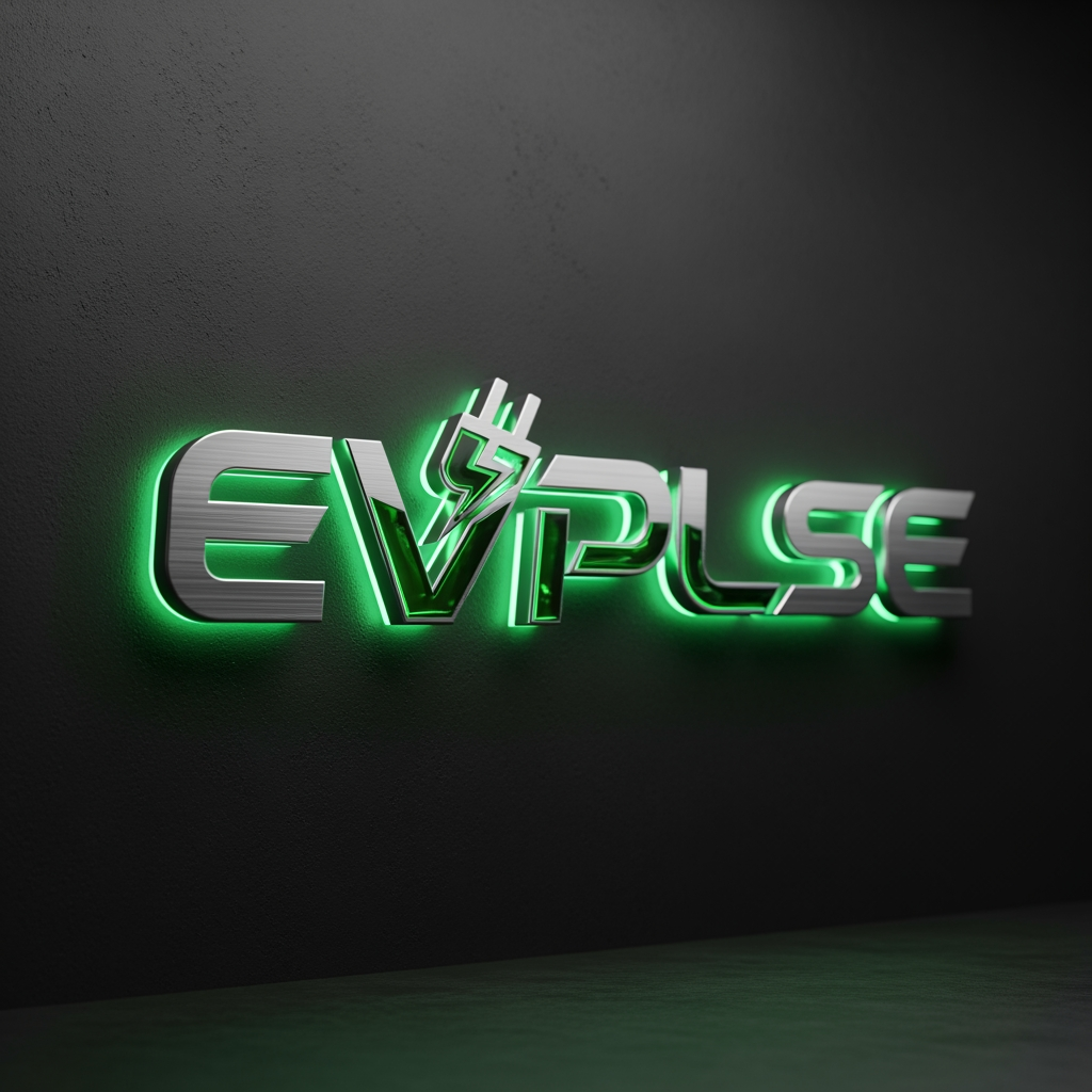 AI Design for Design a world-class, premium 3D logo for the brand name "EVPlse". Create a modern, futuristic, and highly professional identity suitable for an electric vehicle technology platform. The logo should feature sleek geometric typography with a custom-crafted lettermark, integrating subtle EV-inspired elements such as a lightning bolt, energy flow, charging symbol, or dynamic motion lines without looking generic.

Style: Ultra-modern, minimalist luxury, corporate-tech branding.

Material: Brushed metal, polished chrome, and glossy electric-green accents with realistic 3D depth.

Colors: Electric Green (#00E676), Metallic Silver (#C0C0C0), Graphite Black (#1A1A1A).

Lighting: Cinematic studio lighting, soft reflections, realistic shadows, premium product-render quality.

Composition: Centered logo, clean negative space, balanced proportions, strong visual hierarchy, memorable silhouette.

Typography: Custom futuristic sans-serif lettering, sharp edges, aerodynamic curves, luxury-tech aesthetic.

Background: Dark matte textured wall or premium black gradient backdrop.

Effects: Subtle neon glow, metallic reflections, high-end 3D extrusion, depth, and realism.

Brand Personality: Innovative, trustworthy, intelligent, sustainable, cutting-edge EV ecosystem.

Deliver a Fortune 500-quality logo, suitable for website headers, mobile apps, social media, business cards, vehicle branding, and investor presentations.

8K Ultra-HD, photorealistic, award-winning logo design, Behance showcase quality, professional branding agency standard.