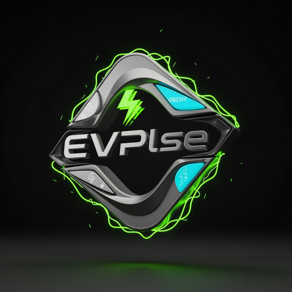 AI Design for Create a unique, iconic, and futuristic 3D logo for "EVPlse", a next-generation electric vehicle and mobility technology brand. The design should communicate innovation, speed, sustainability, intelligence, and premium engineering.

Develop a custom logotype where the letters are seamlessly integrated into a distinctive symbol. Incorporate subtle visual references to electric energy, battery technology, digital connectivity, smart mobility, and forward motion. Avoid cliché EV symbols and create an original, memorable identity.

The logo should feature:

Premium 3D metallic construction
Sharp futuristic geometry mixed with smooth aerodynamic curves
Electric green energy accents flowing through the design
Brushed titanium, gunmetal, and chrome textures
Sophisticated depth and realistic extrusion
High-end reflections and studio-quality lighting
Minimal yet powerful visual impact

Color Palette:

Electric Green (#00FF88)
Neon Cyan (#00E5FF)
Graphite Black (#121212)
Titanium Silver (#D9D9D9)

Style Direction:

Tesla-level sophistication
Apple-inspired minimalism
Luxury automotive branding
Advanced technology aesthetic
Clean, scalable, and globally recognizable

Scene:
Display the logo floating against a dark premium background with cinematic lighting, subtle energy effects, realistic shadows, and ultra-clean presentation.

Render Quality:
Hyper-realistic 3D render, 8K resolution, ray tracing, global illumination, ultra-sharp details, branding agency portfolio quality, award-winning logo design, luxury technology brand identity.