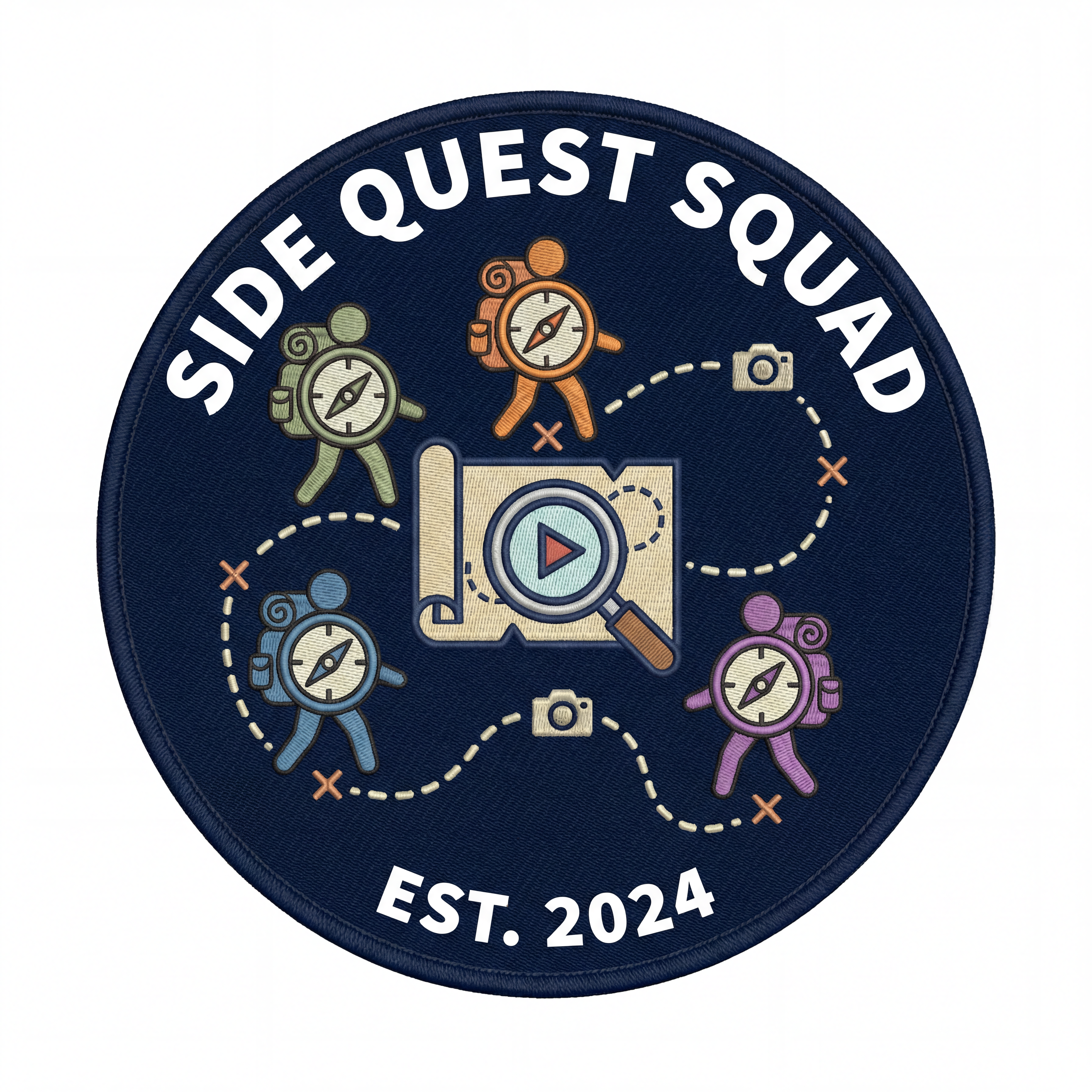 AI Design for a logo for social media for a team of 4 people that they are doing side quests and they post it online dont make it to much cartoon