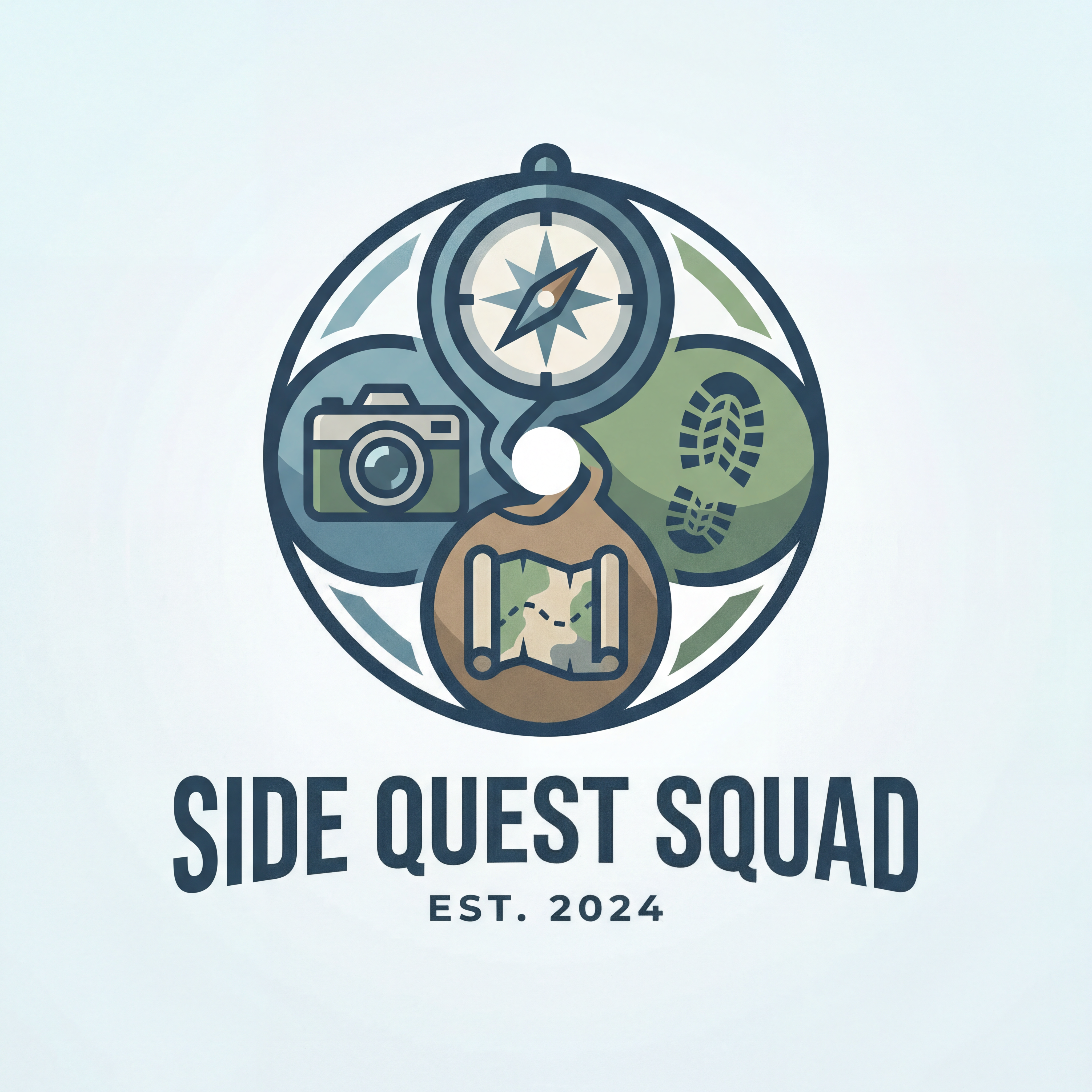 AI Design for a logo for social media for a team of 4 people that they are doing side quests and they post it online dont make it to much cartoon