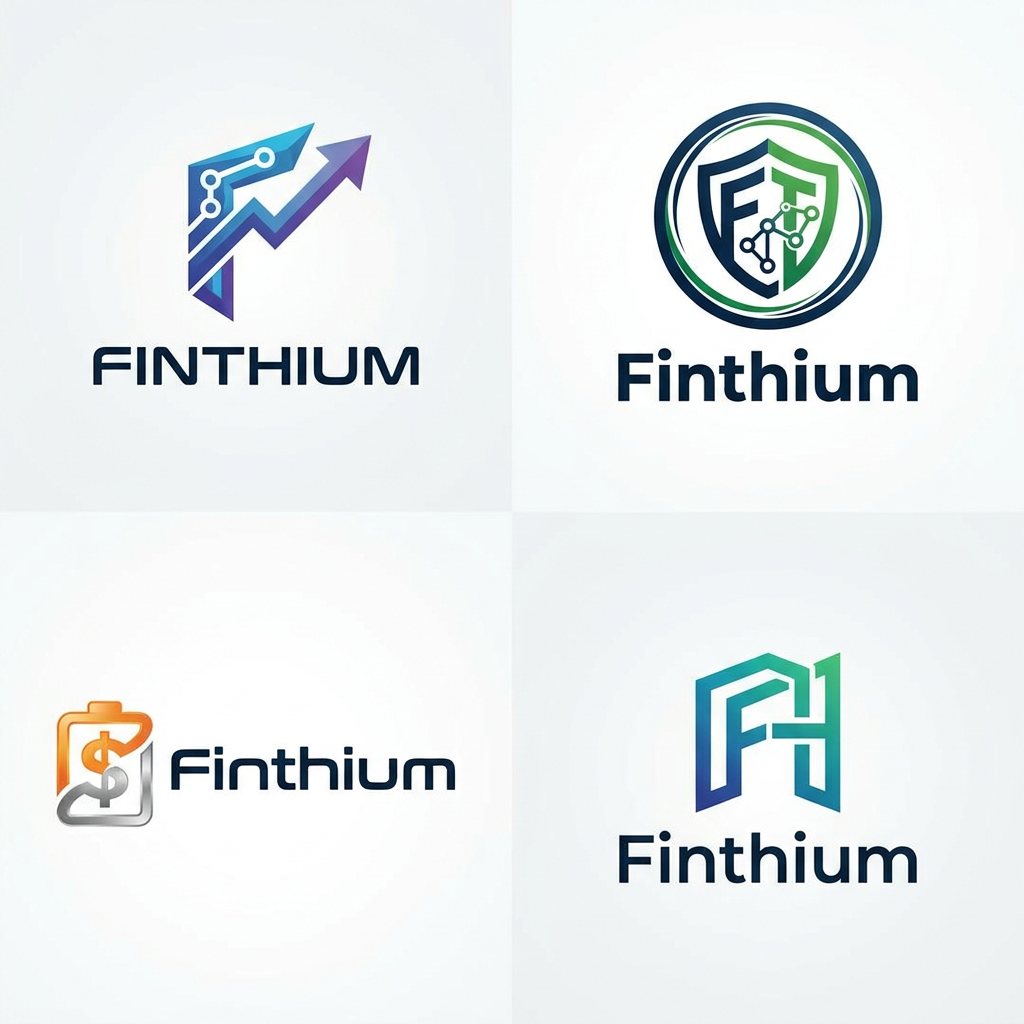 AI Design for create more fintech based logos based on the name " Finthium "