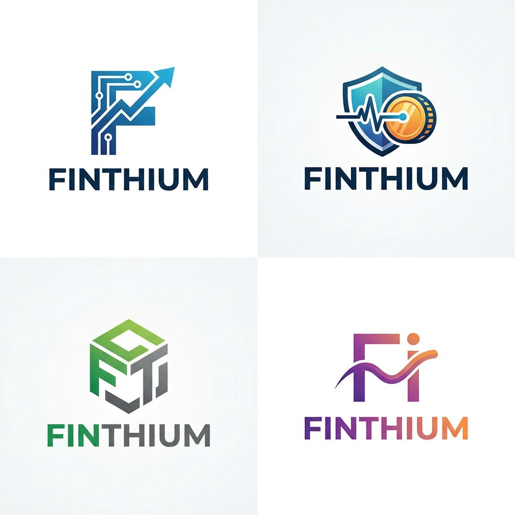 AI Design for create more fintech based logos based on the name " Finthium "