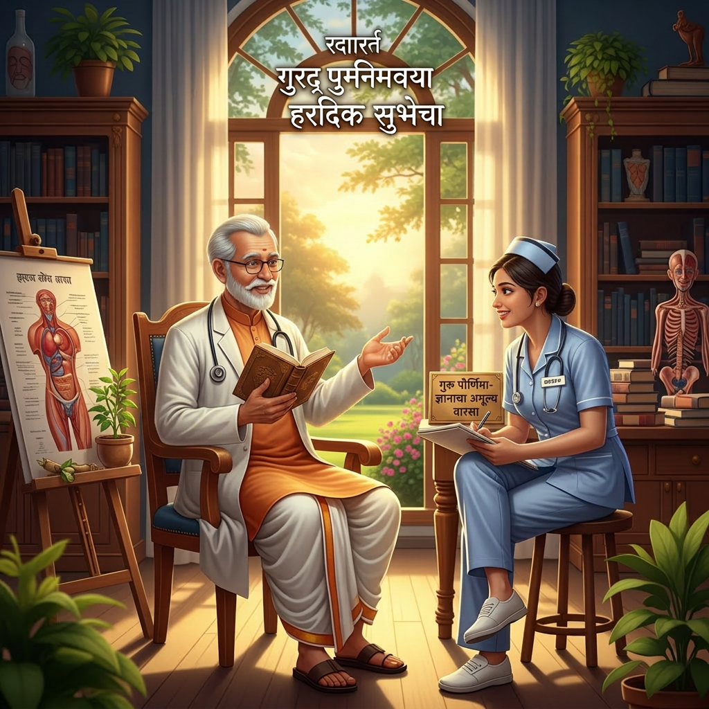 AI Design for DOCTOR GURU AND NURSE SHISHYA DOCTOR APLYA SHISHYANA GOSHTI SHIKVTANA SAMJVTANA ASA DENA GURU PORNIMECHA