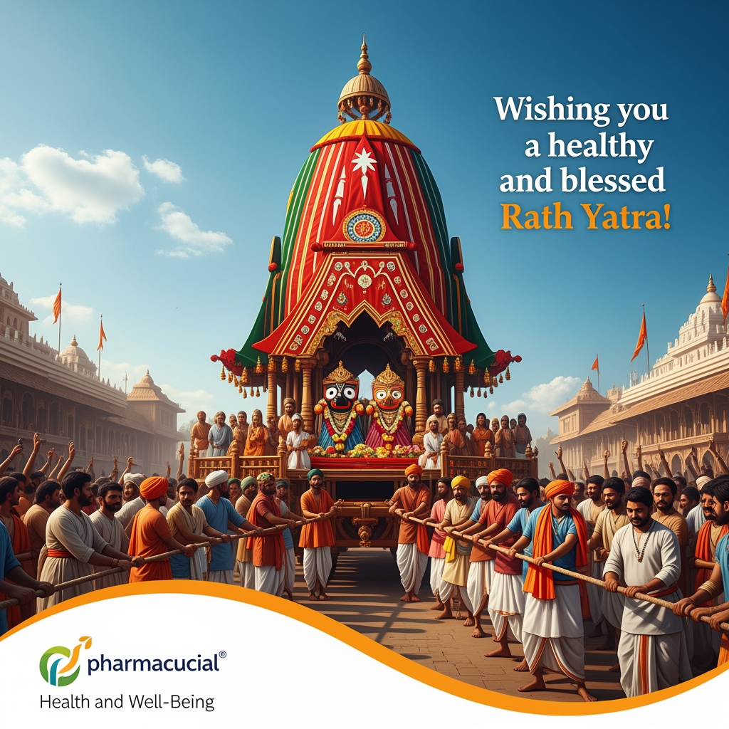 AI Design for jagnnath rath yatra  doctors company social media post