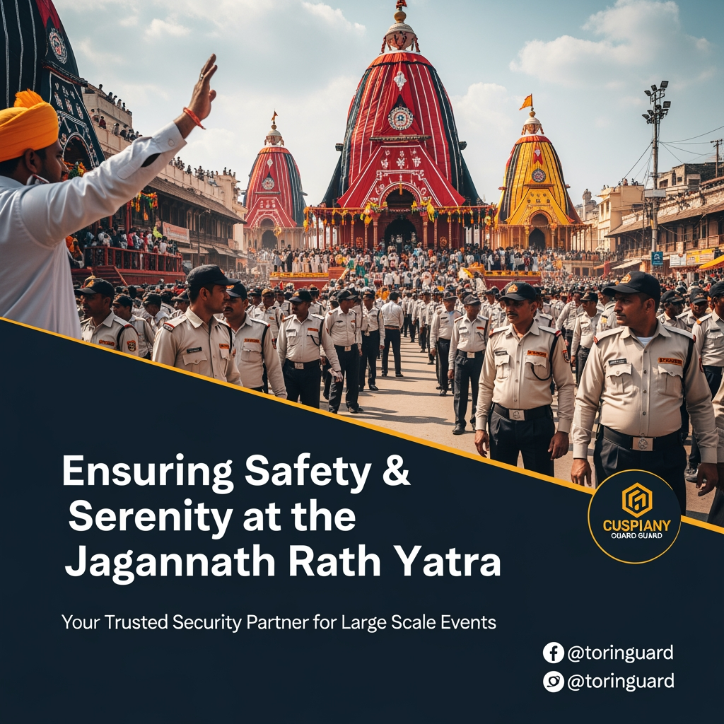 AI Design for jagnnath rath yatra  security gurd company social media post
