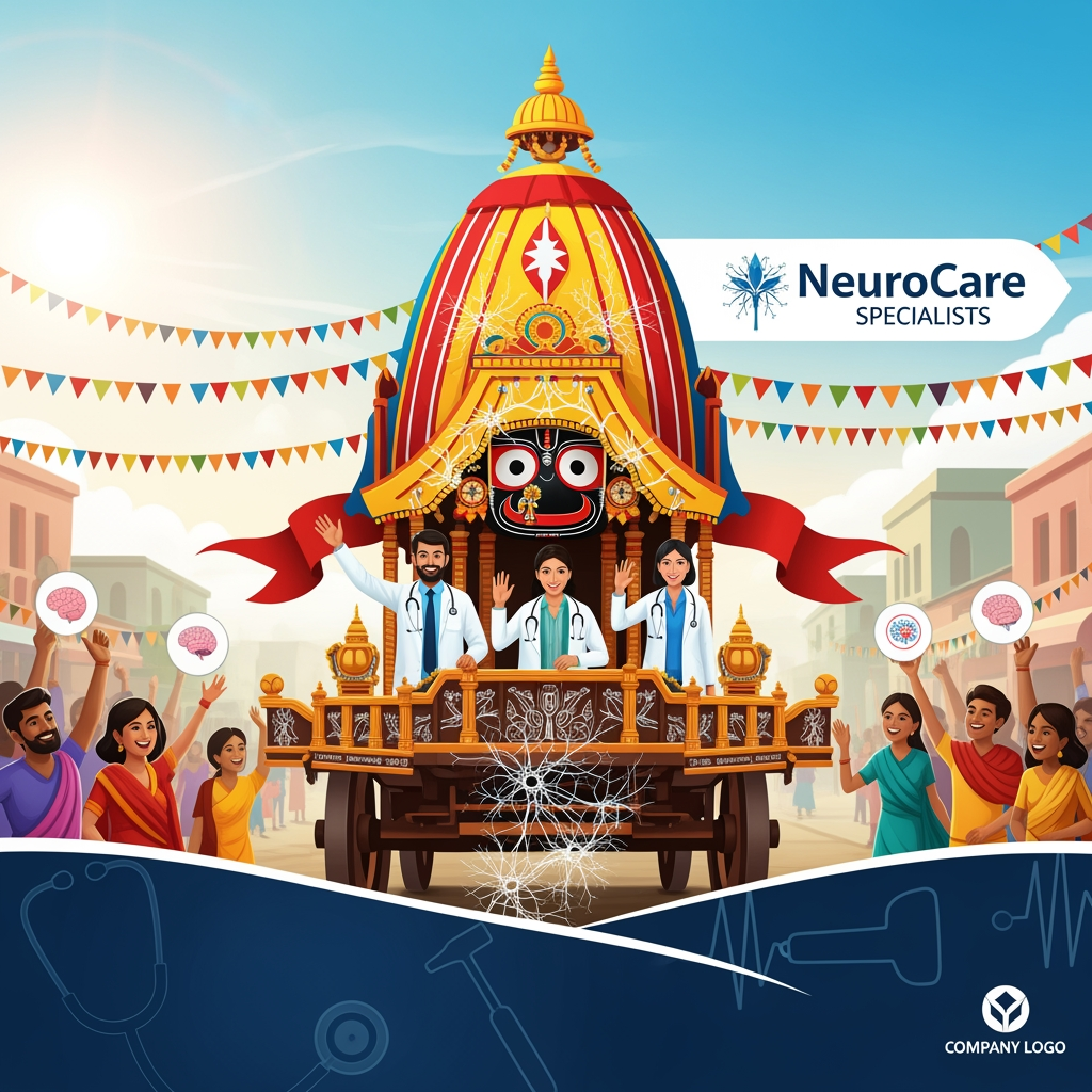 AI Design for jagnnath rath yatra  neuro doctors company social media post