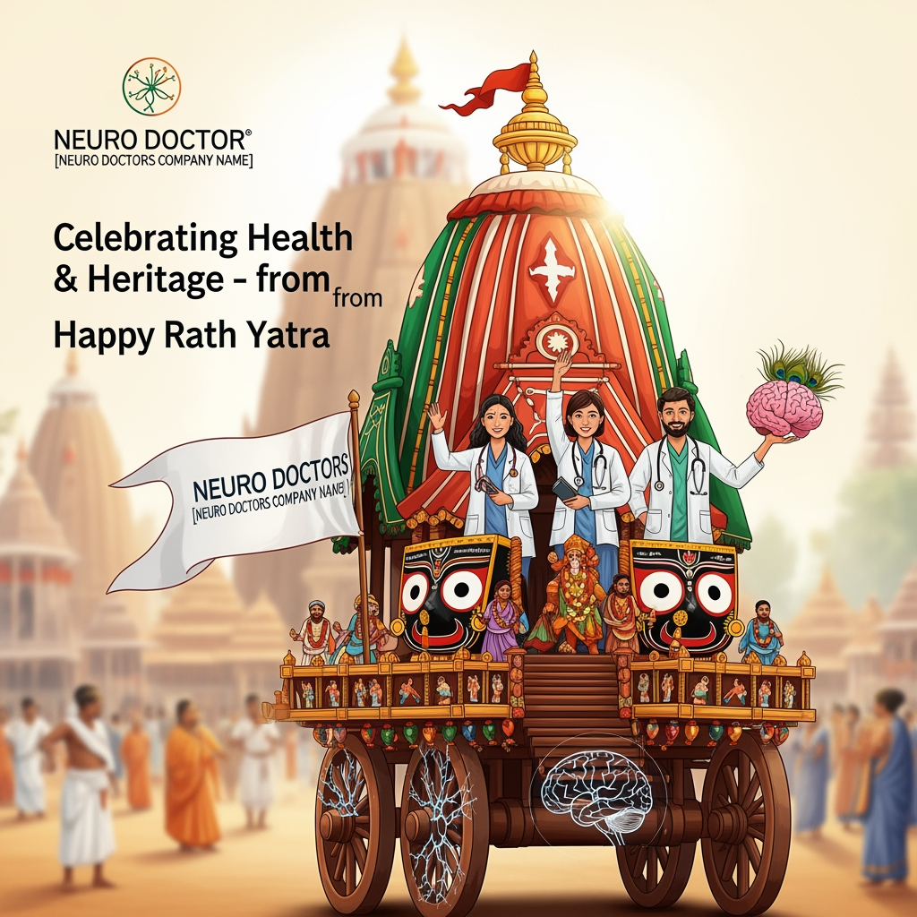 AI Design for jagnnath rath yatra  neuro doctors company social media post