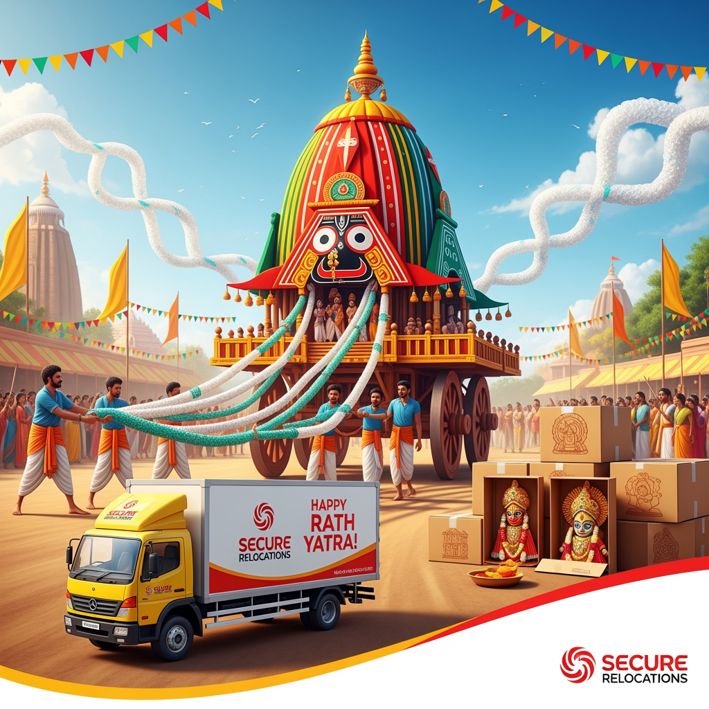 AI Design for jagnnath rath yatra  movers and pakegingcompany social media post