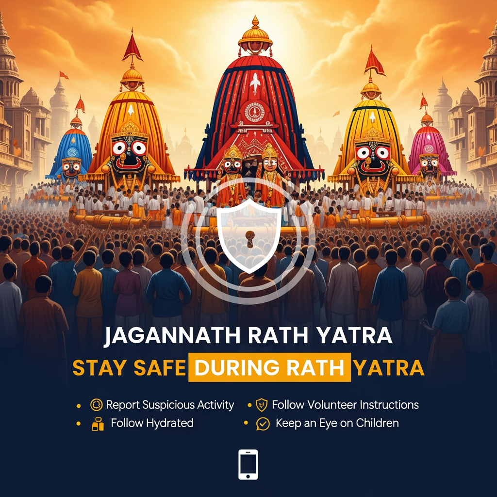 AI Design for jagnnath rath yatra  security social media post