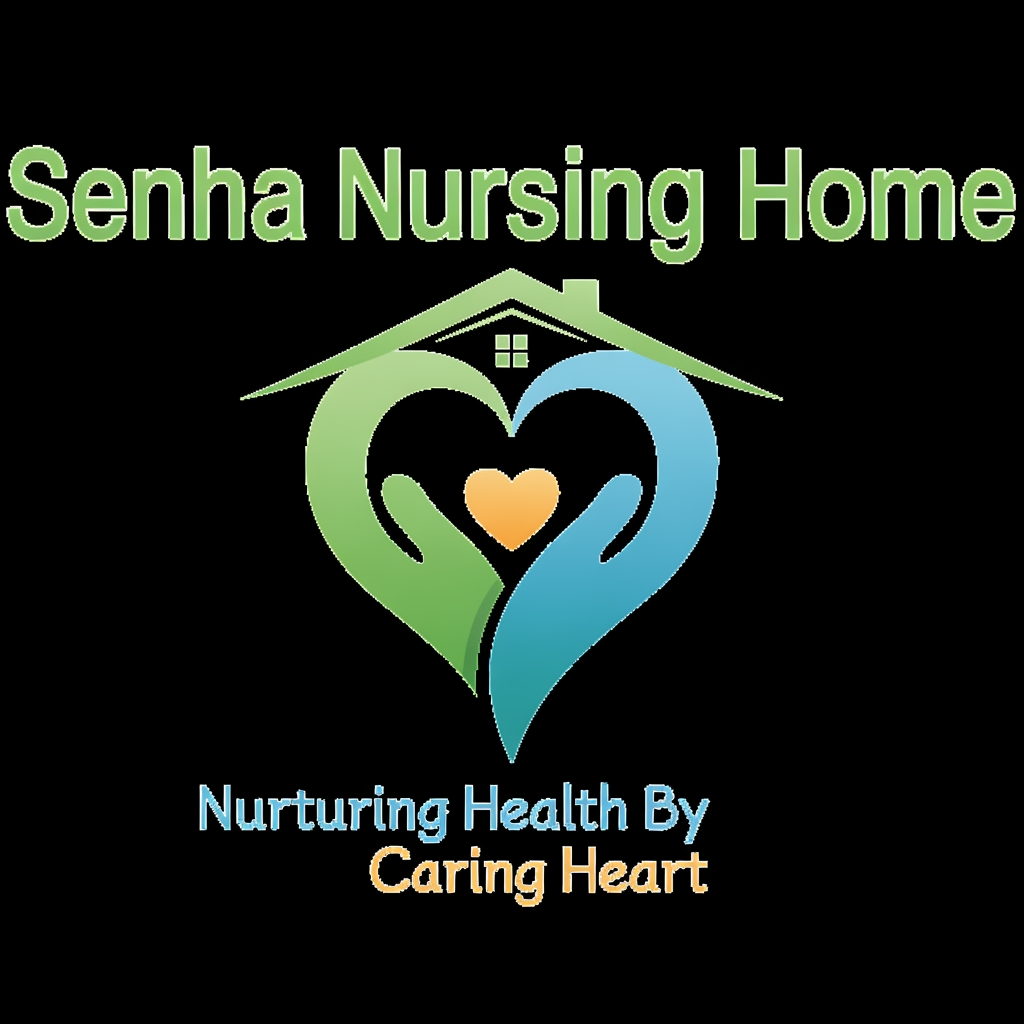 AI Design for senha nursing home  logo this is tag line Nurturing Health By Caring Heart