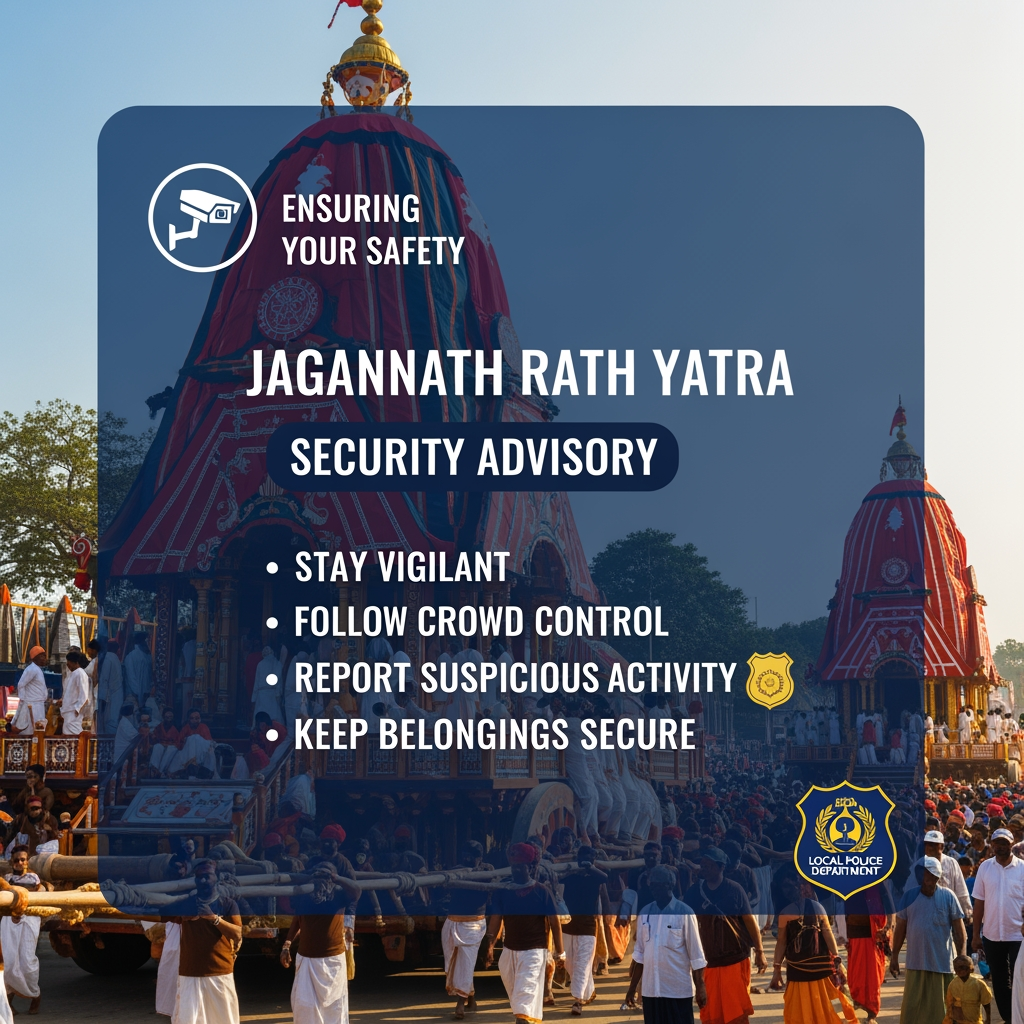 AI Design for jagnnath rath yatra  security social media post