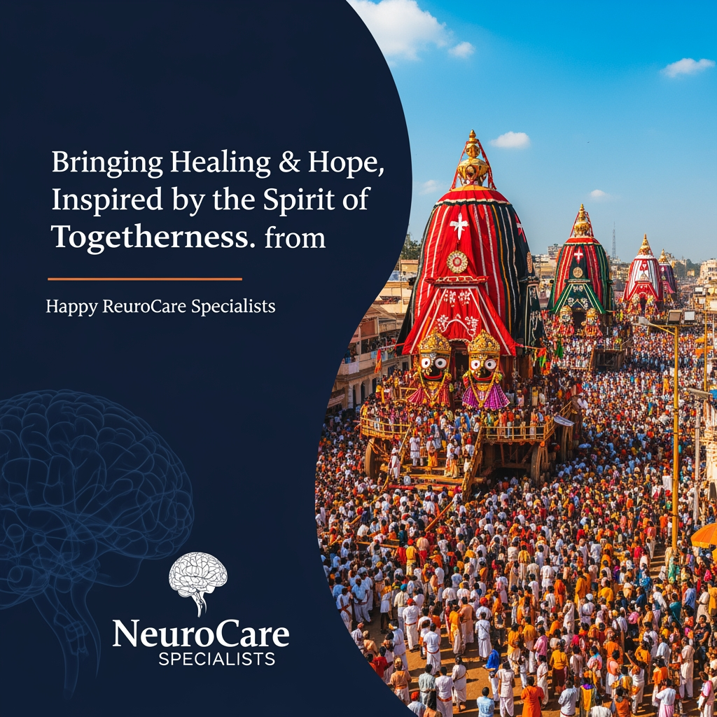 AI Design for jagnnath rath yatra  neuro doctors company social media post