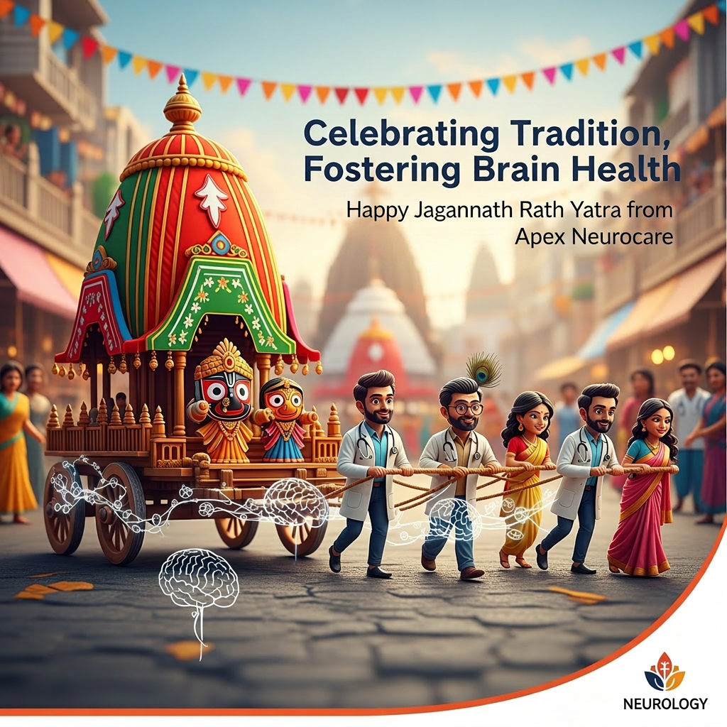 AI Design for jagnnath rath yatra  neuro doctors company social media post