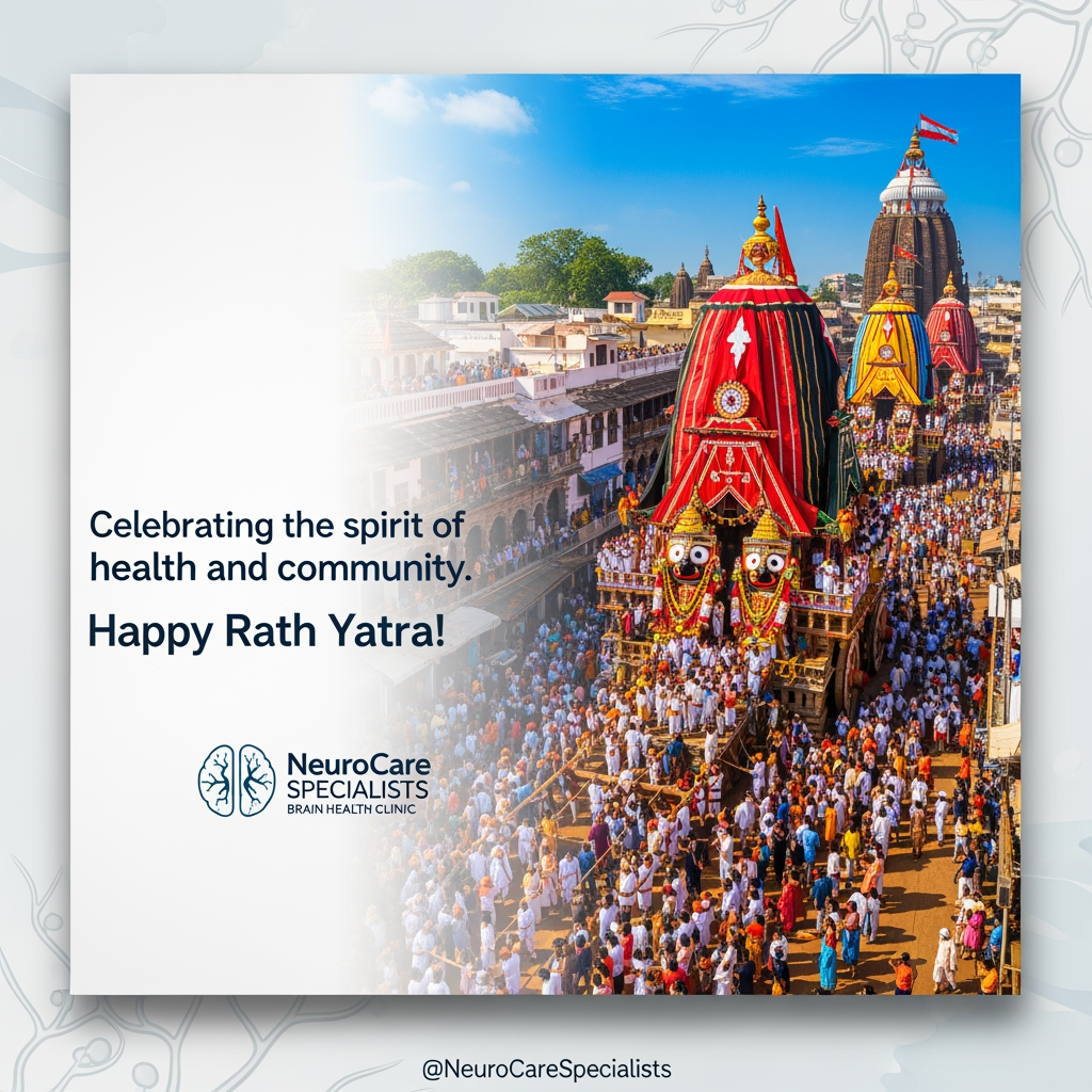 AI Design for jagnnath rath yatra  neuro doctors company social media post