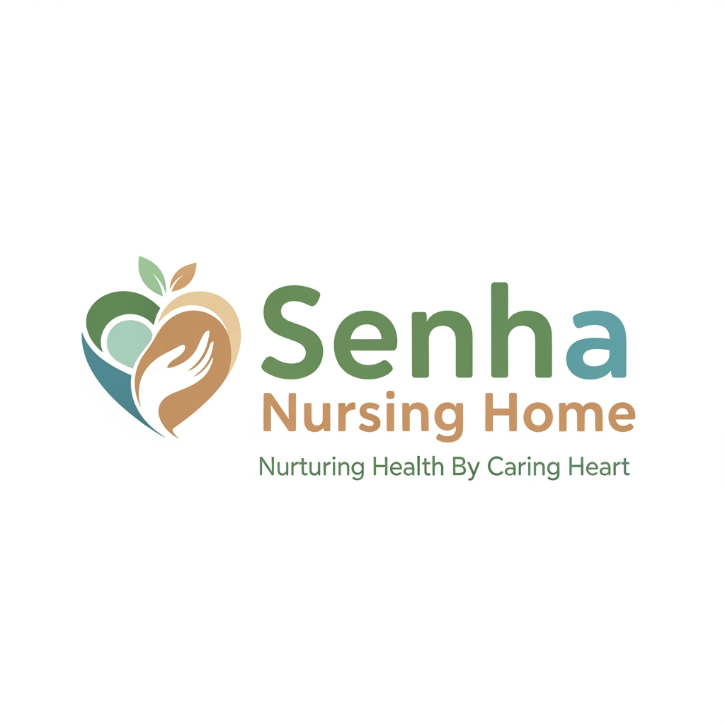 AI Design for senha nursing home  logo this is tag line Nurturing Health By Caring Heart