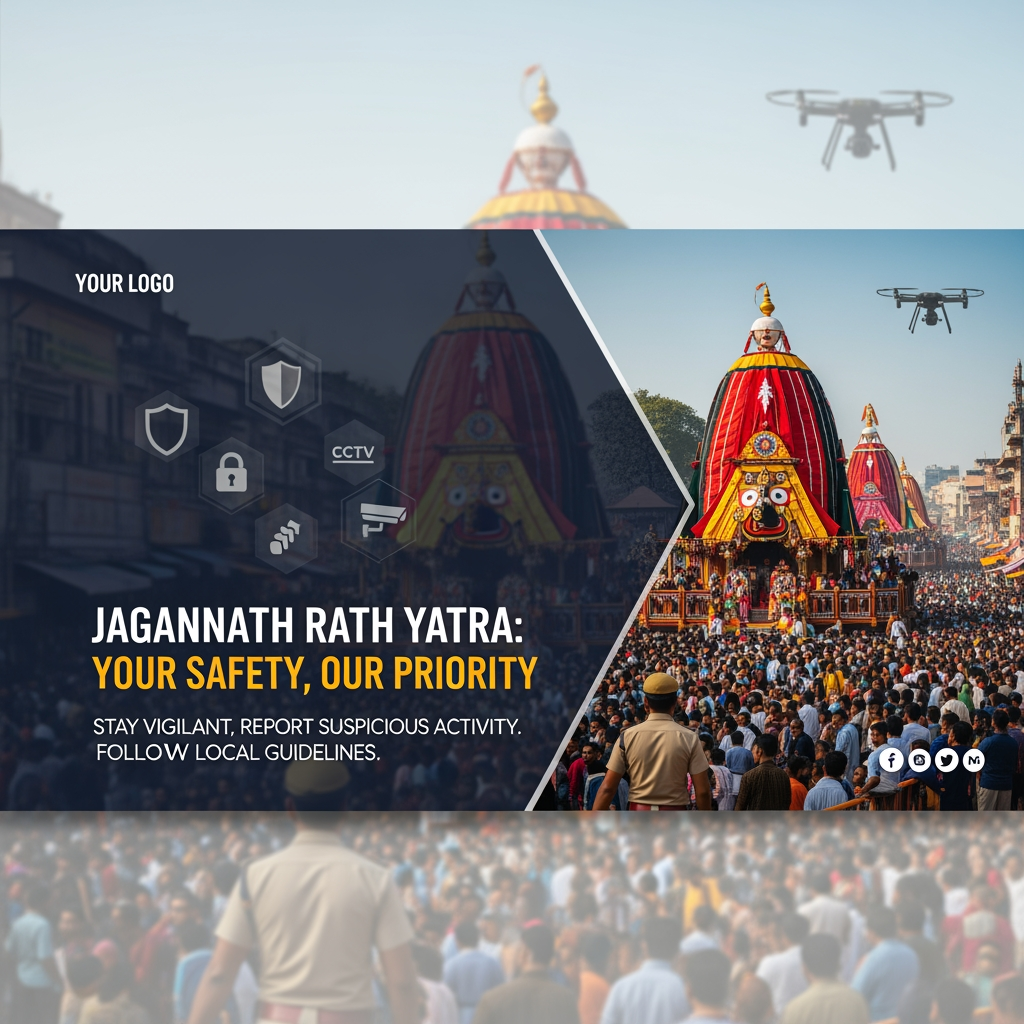 AI Design for jagnnath rath yatra  security social media post