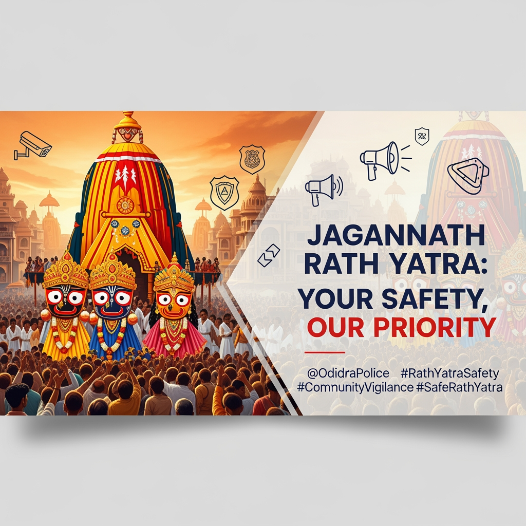AI Design for jagnnath rath yatra  security social media post