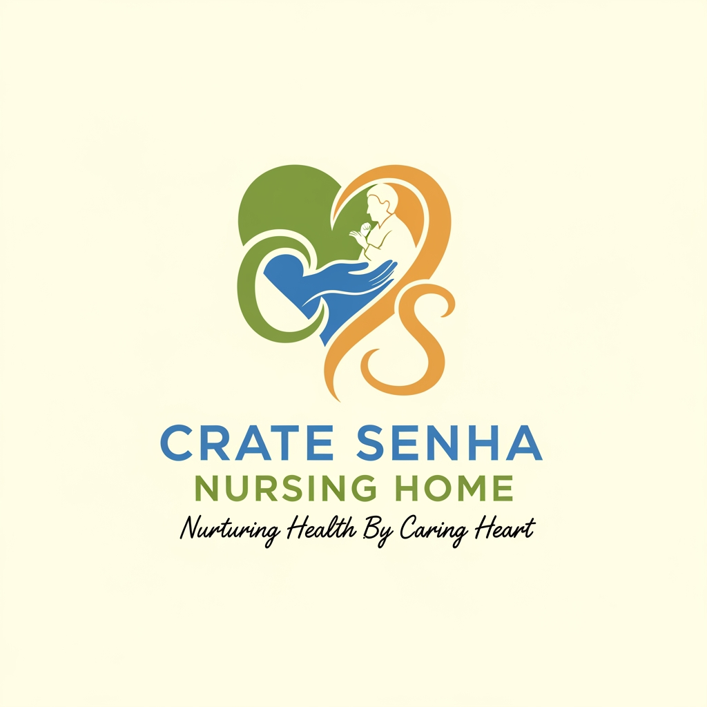 AI Design for crate senha nursing home  logo this is tag line Nurturing Health By Caring Heart