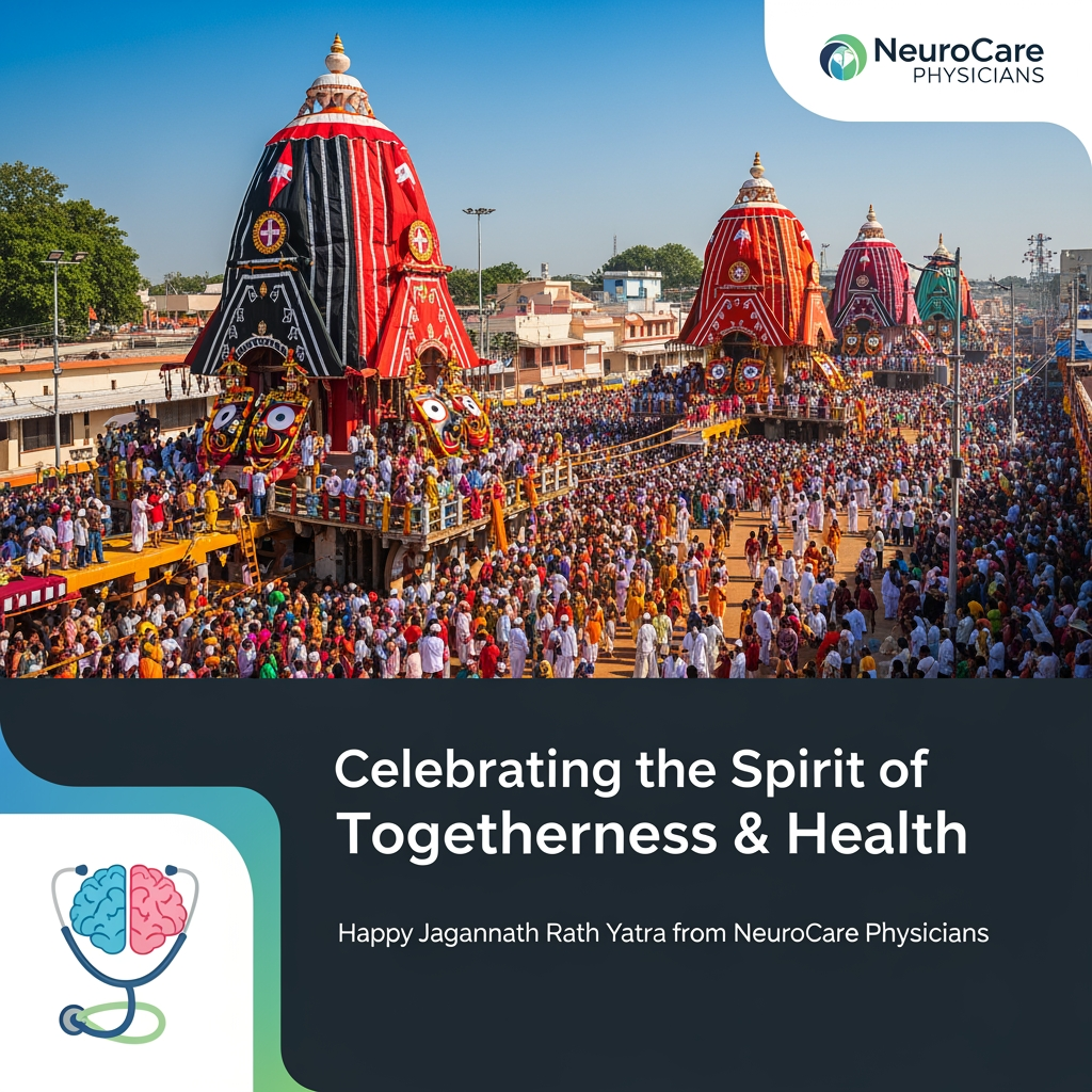 AI Design for jagnnath rath yatra  neuro doctors company social media post