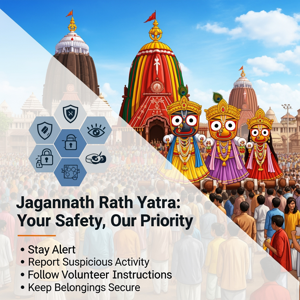 AI Design for jagnnath rath yatra  security social media post