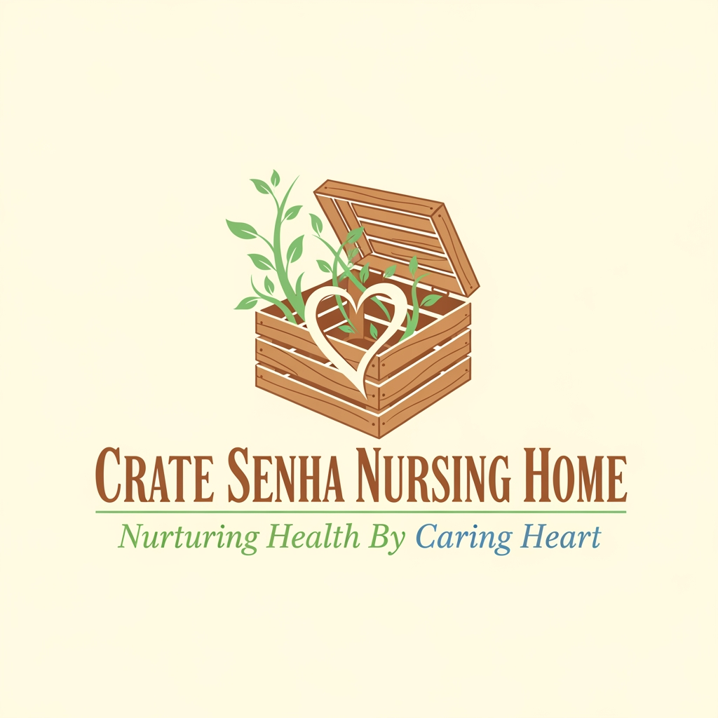 AI Design for crate senha nursing home  logo this is tag line Nurturing Health By Caring Heart