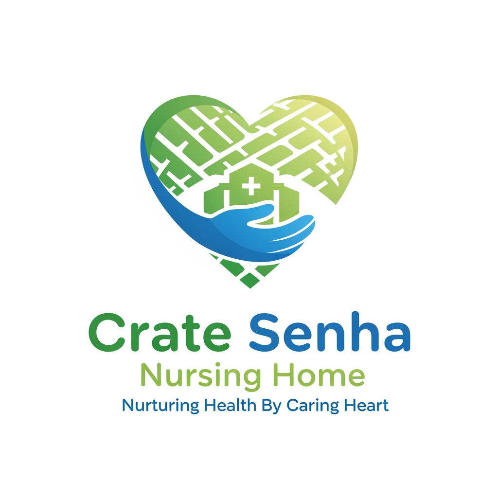 AI Design for crate senha nursing home  logo this is tag line Nurturing Health By Caring Heart