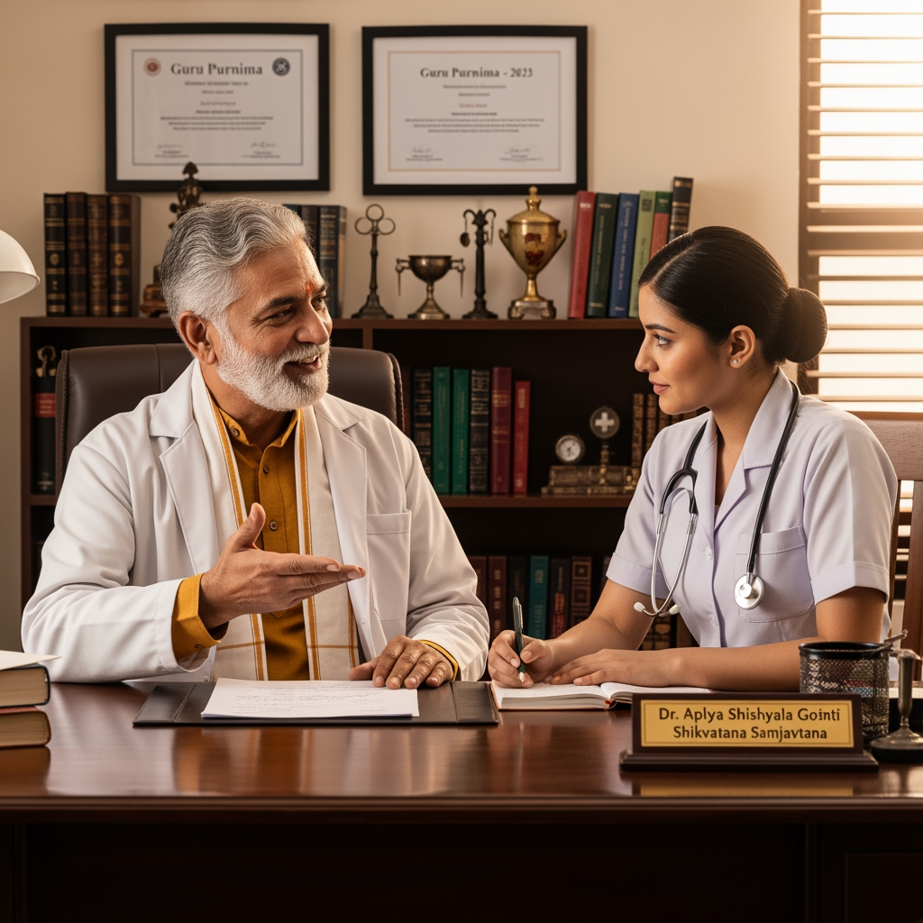 AI Design for DOCTOR GURU AND NURSE SHISHYA DOCTOR APLYA SHISHYANA GOSHTI SHIKVTANA SAMJVTANA ASA DENA GURU PORNIMECHA