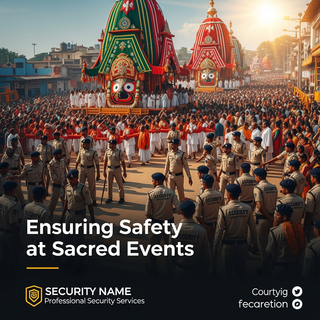 AI Design for jagnnath rath yatra  security gurd company social media post