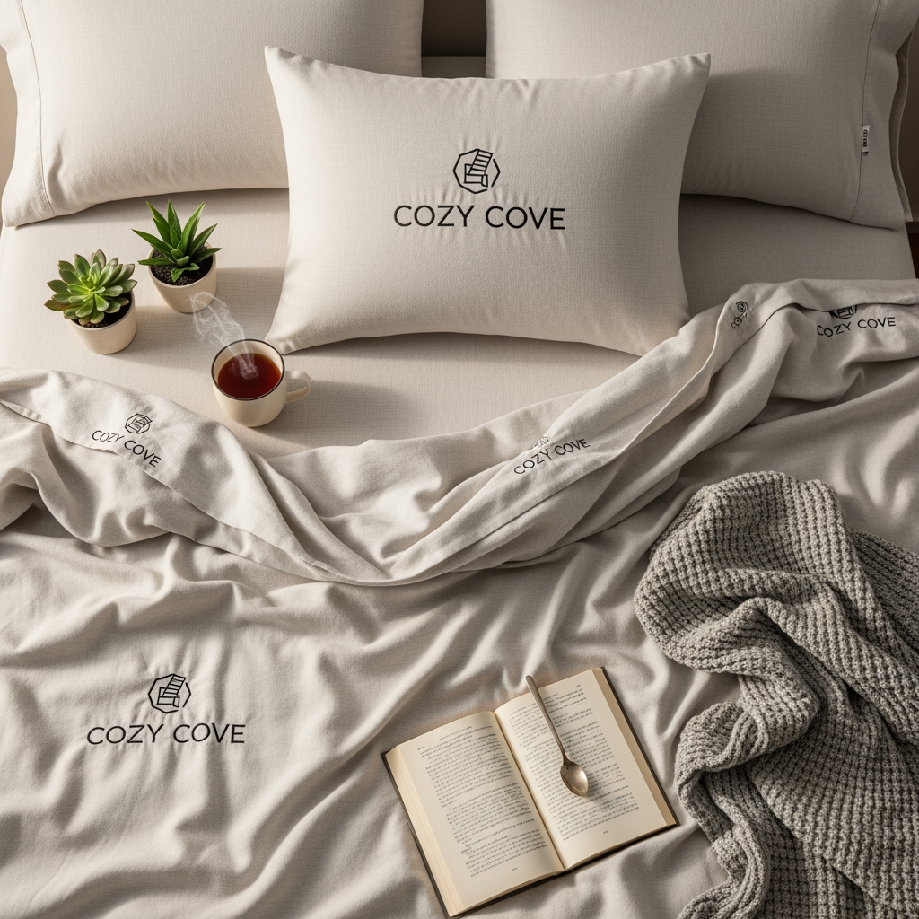 AI Design for so the name is cozy cove and its a bedsheet brand