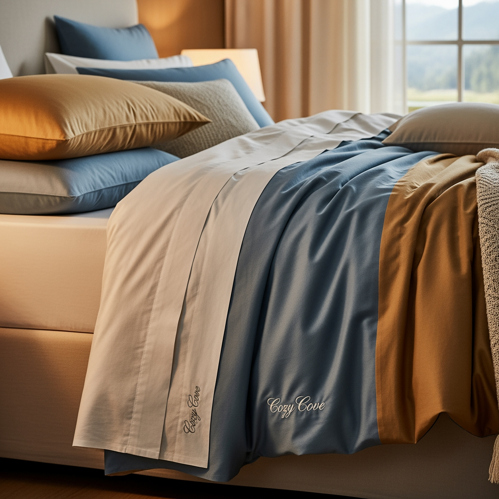 AI Design for so the name is cozy cove and its a bedsheet brand