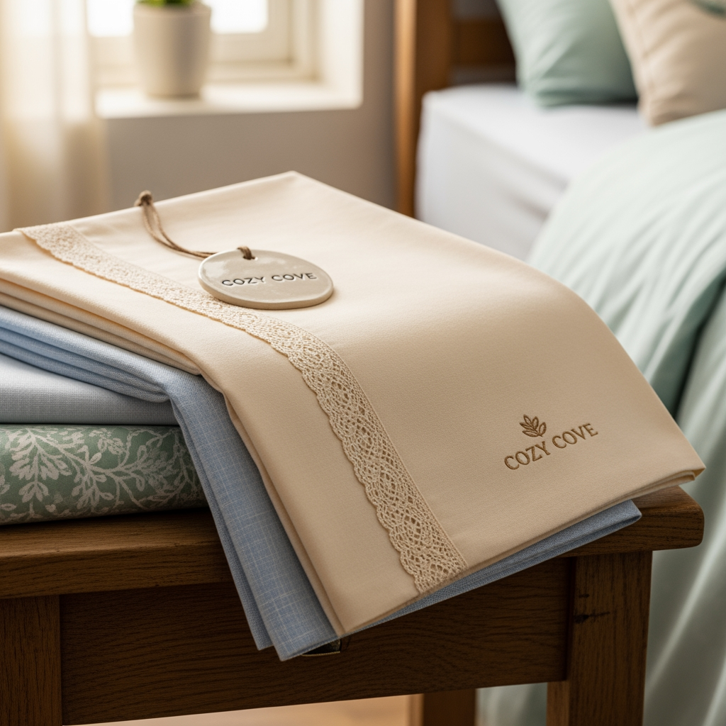 AI Design for so the name is cozy cove and its a bedsheet brand